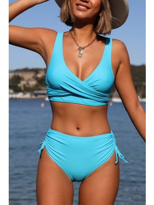 Bikini-Set mit hoher Taille und überkreuztem Kordelzug an der Seite