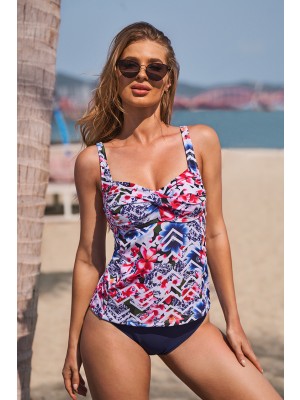 Tankini-set Mit Blumen Twist Scoop Neck Breite Straps
