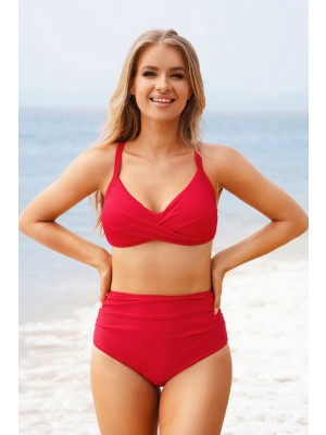 Bikini-Set mit hoher Taille und verdrehter Front