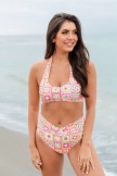 Gossip On Deck In Cabo Crochet Multi Cplor Halter Bikini