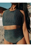 Black Dash High Waist Bikini Set