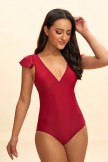 Ruffle Shoulder V Neak OnePiece Swimsuit