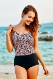 Mauve Leopard Tie Strap Tankini Set