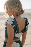 Emepald Flower Print Ruffled Bikini Set