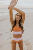 Madi Textured Color Block Bikini Set