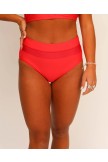 Red Patchwork Crop Bikini Set