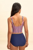 Americana Stripe Print Buttoned Tankini Set