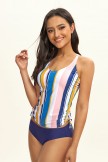 Striped Adjustable Side Cinch Tankini Set