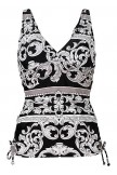 Black & White Baroque Print Tankini Set