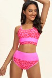 Leopard Print High Waist Bralette Crop Bikini Set