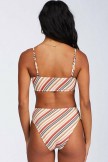 STRIPED HIGH CUT HIGH WAIST RIBBED BANDEAU BIKINI SWIMSUIT